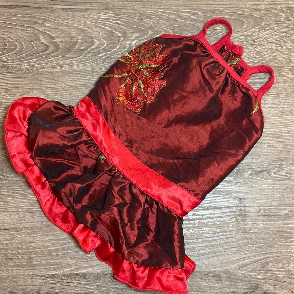 Satin & Sequin Red Doggy Party Dress Sz M
